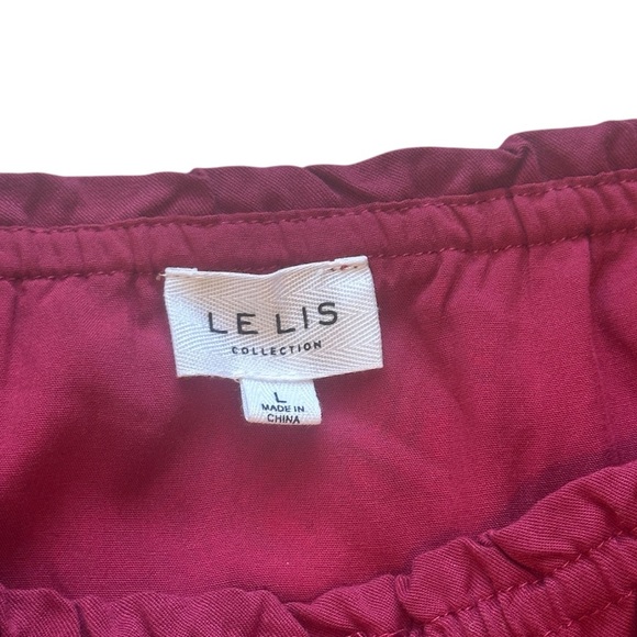 LE LIS Never Let You Down Babydoll Tie Strap Tiered Mini Dress Cranberry Large - Picture 4 of 5